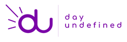 Day Undefined logo (the letters d and u connected with rays coming out of the d) on left and the words day undefined on the right, all in bright purple