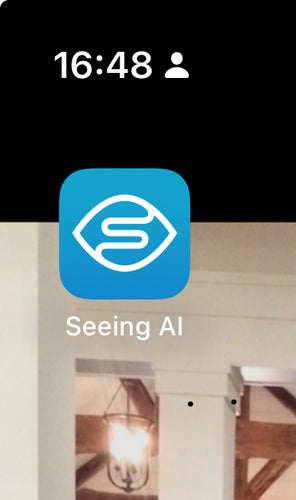 Seeing AI app icon - A blue square with a white eye shaped image