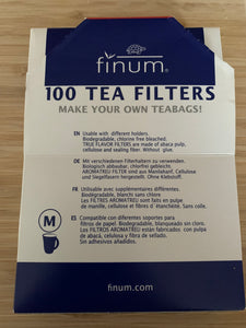 Back of box says 100 Tea Filters - Make your own teabags! and gives additional information