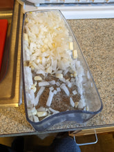 Load image into Gallery viewer, Top down view of chopped onions and garlic with the lid off. 

